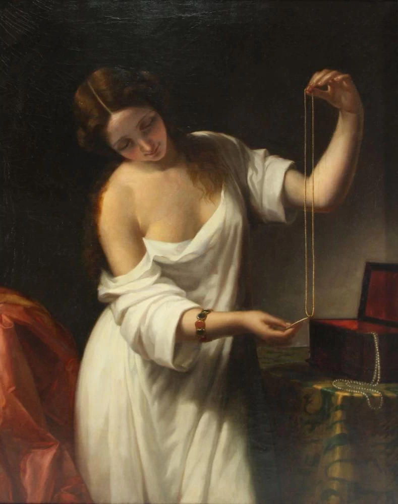 Pierre Olivier Joseph Coomans - Donna con gioielli